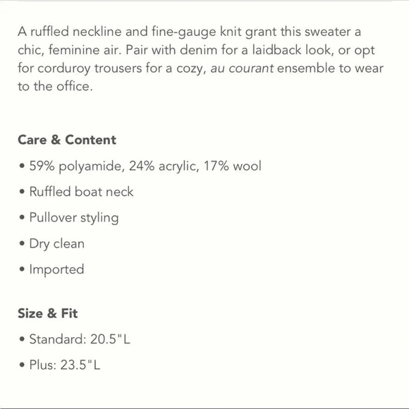 ANTHROPOLOGIE ruffled boat neck sweater size 1X cozy warm coral wool blend knit - Picture 7 of 9